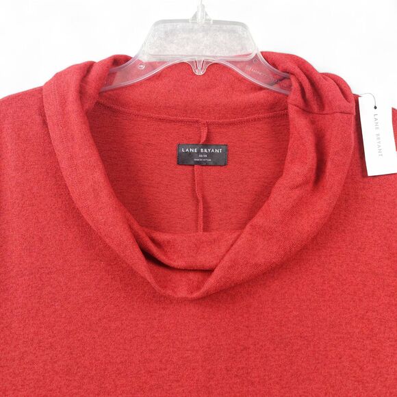 Lane Bryant Shirt Womens 26/28 Red Cowl Neck Long Sleeve Tunic Plus Size Knit - Picture 3 of 8